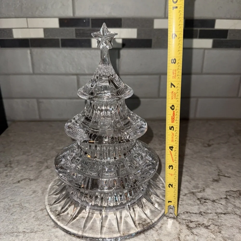 Vintage Gorham Crystal Candy Dish Holiday Traditions 3 Tier Christmas Tree Decor